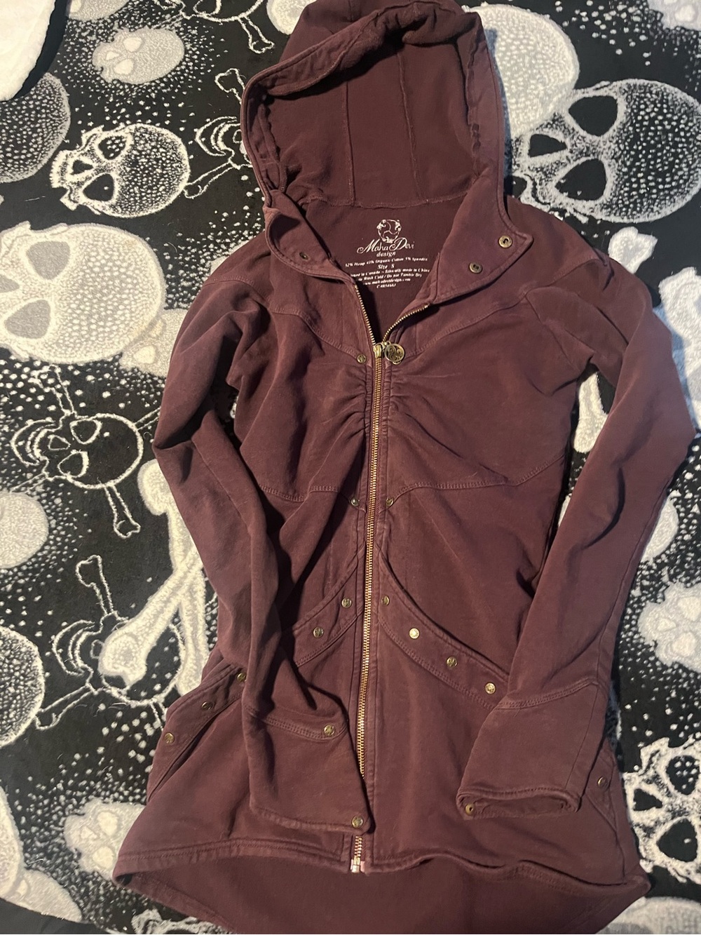 RARE MahaDevi Design Organic Selena Zip-Up Hoodie - Size S